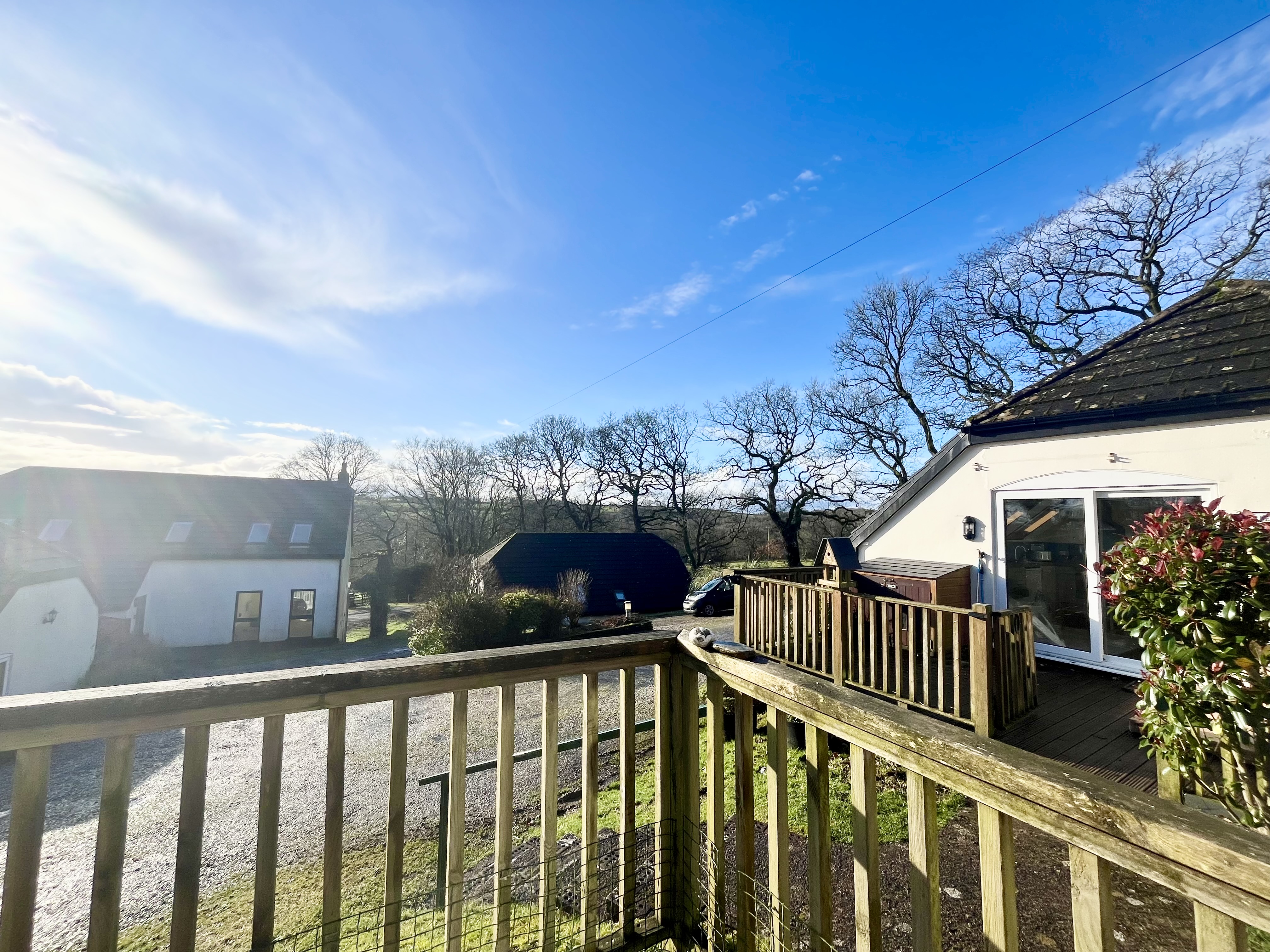 Looking out over distant Dartmoor from the decking